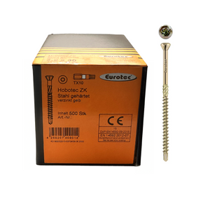 Screws with Decorative Head (3.2 X 30 - 60 mm, TORX 10, 500 pcs, Steel, Yellow Zinc Plated, Eurotec)