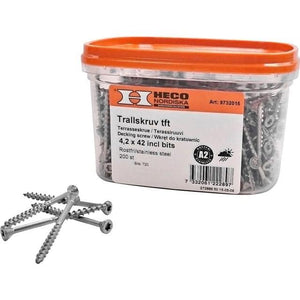 Deck Screws A2 Stainless Steel 4.2x42mm, 200pcs. (HECO/CAMO)